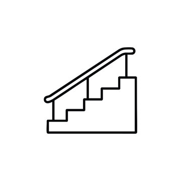 Staircase with handrail black and white vector icon infrastructure architecture symbol
