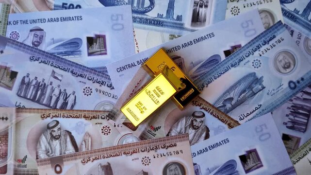 Gold bars or ingots as a tool for balance, financial investment, and savings. Gold bars as a financial backdrop for your design