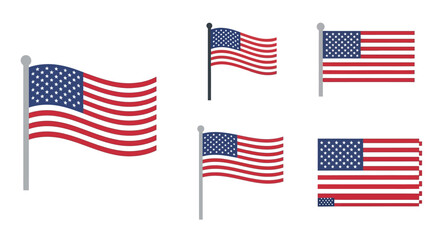 Obraz premium Waving American flags display patriotism with various movements and perspectives.