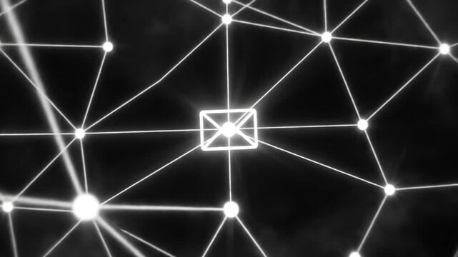 Abstract Glowing Email Icon Animated Connected to Network Representing Digital Communication Worldwide