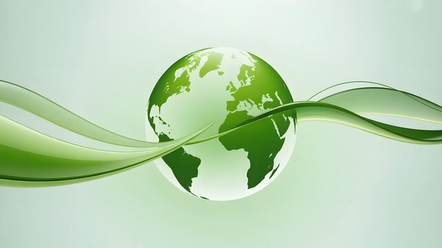 3D globe wrapped in green leafy vines symbolizing eco-friendly sustainability and environmental growth