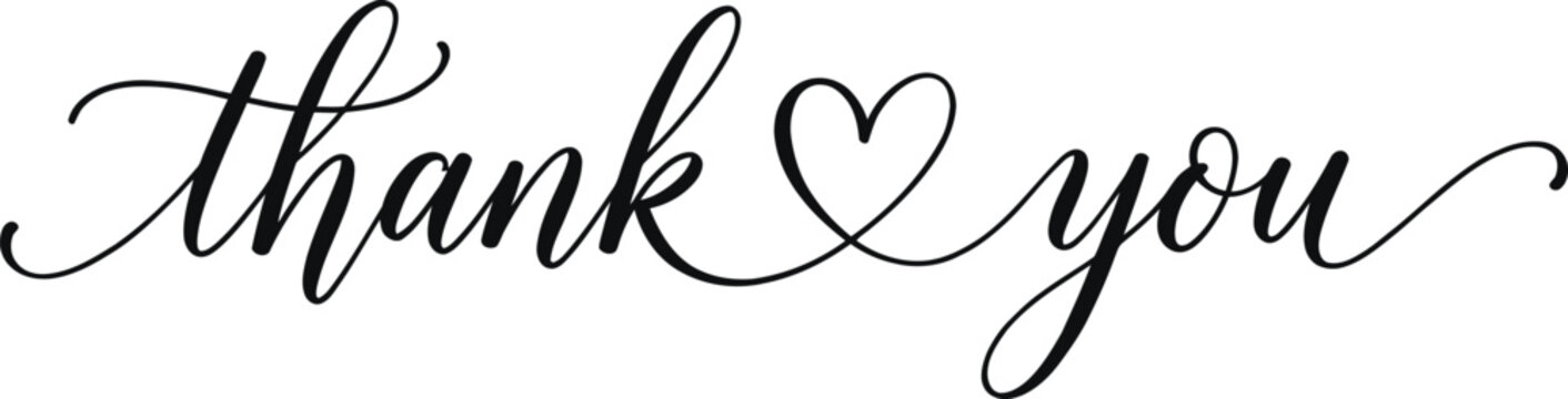 Handwritten thank you message with heart for personal greeting card