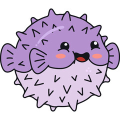 Cute Kawaii Purple Pufferfish Vector © Gisella