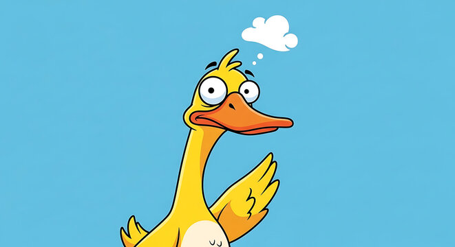 A cartoon duck with a puzzled expression.