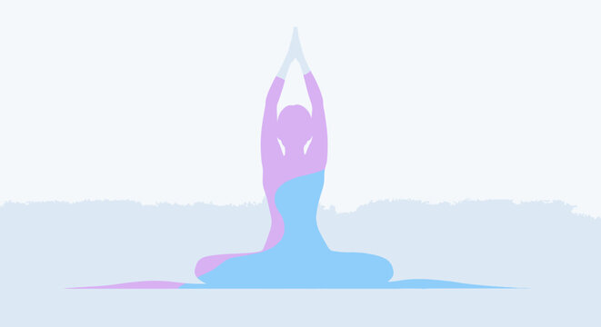 Woman doing yoga on the ground.
