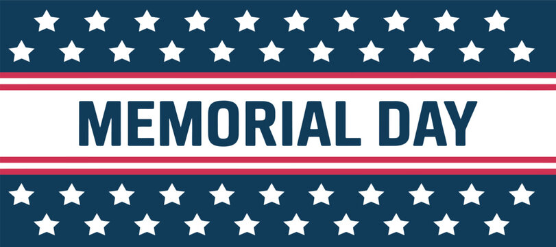Memorial Day banner with stars and stripes pattern