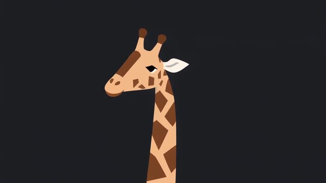 2D Animated Giraffe Character Looking Around on Black Background