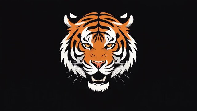 Animated Tiger Head Mascot Illustration on Black Background