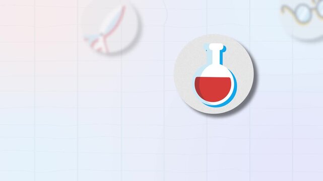 Back to school educational intro highlighting science, focusing on the test tube to symbolize experiments, chemistry labs, and student discovery