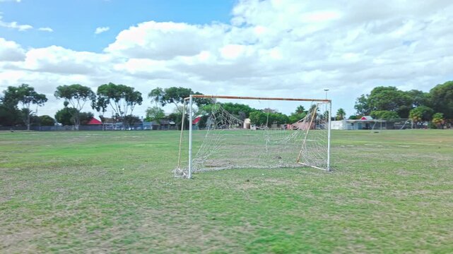 Football goal posts on a field.
Cape Town, South Africa