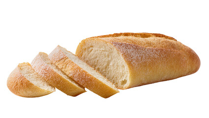 Naklejka premium Rustic French Baguette Bread with Sliced Portion
