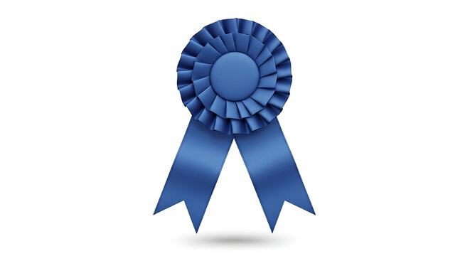 Elegant royal blue rosette award for top performers, symbolizing excellence, success, and outstanding accomplishment
