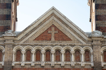 Naklejka premium The cross on the outdoor building of the Western Cathedral of the Catholic Diocese of Tianjin