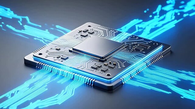 Microchip with glowing circuitry