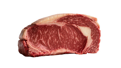 Obraz premium Raw marbled beef steak cut with visible fat and muscle fibers