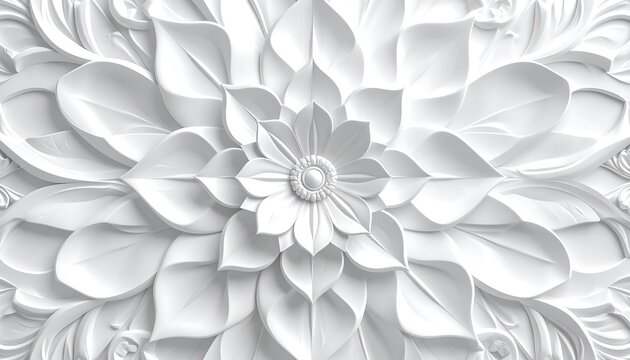 Ornate white floral relief