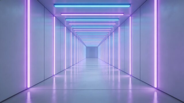 Long corridor with neon lights