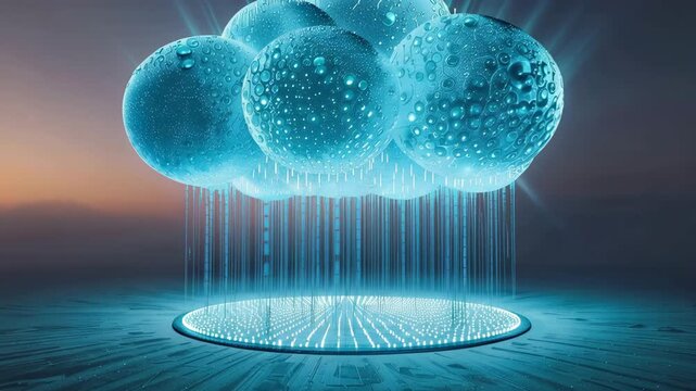 夜明け前の霧に浮かぶ回路雲が光滴を落とす情景