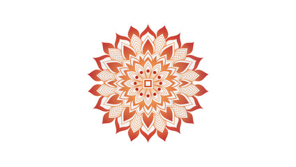 Circular orange red floral mandala pattern with geometric details © Maros