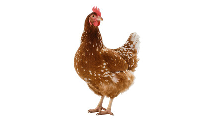 Brown speckled hen standing with white spotted plumage © Maros