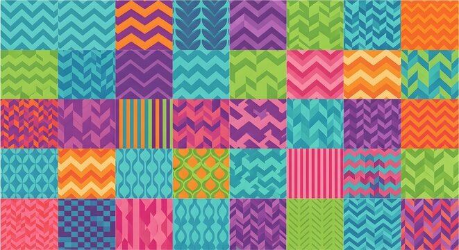 Colorful chevron and stripe pattern background
