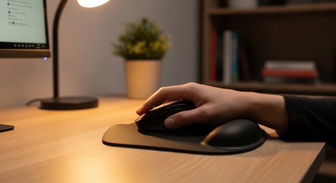 Hand Using Computer Mouse on Desk