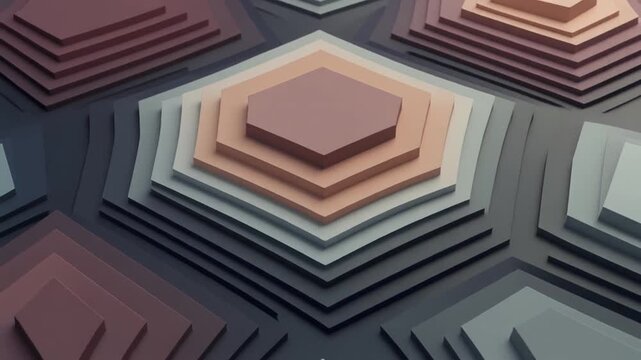 Abstract Geometric Layers Animation with Hexagonal Shapes and Soft Colors
