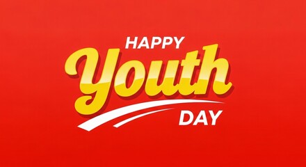 Obraz premium Happy youth day celebration with yellow and white text on red background