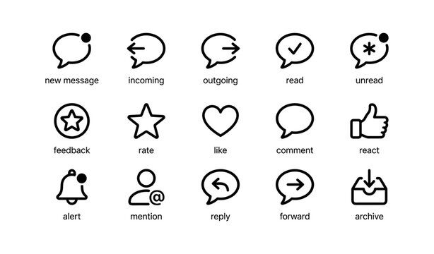 Messaging and interaction icons showing communication actions