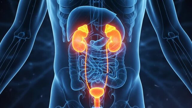Human Internal Organs Kidney System Anatomy Video Looping Animation 4K