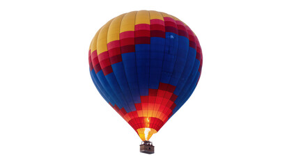 Naklejka premium Colorful striped hot air balloon floating in the sky