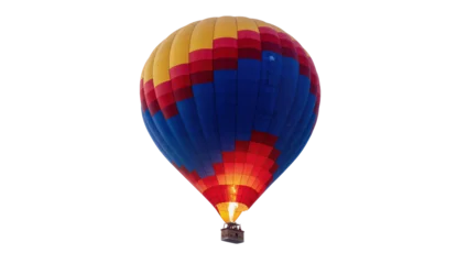 Fototapeten Ballon Colorful striped hot air balloon floating in the sky  © Trym