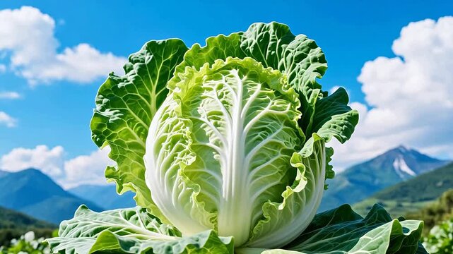 Fresh cabbage with green leaves and white core