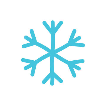 Blue snowflake vector icon. Snow flower icon with hand drawn doodle design style for Christmas and winter theme graphic element