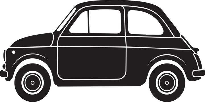 Vintage Italian Microcar Silhouettes and Retro Small City Car Vector