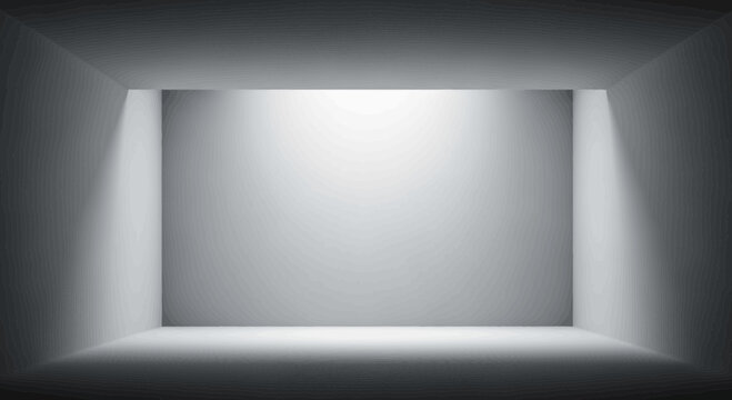 Abstract illuminated empty stage or room with spotlight effect and geometric patterns