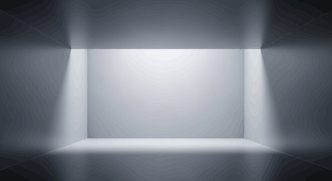 Abstract Futuristic Room with Light Beams and Wireframe Walls