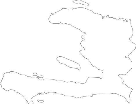 Map of Haiti Stroke Outline Clipart Vector.