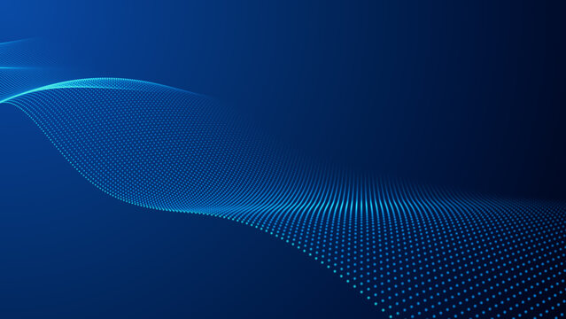 abstract blue background with wave dots lines , futuristic ai technology and science social media background