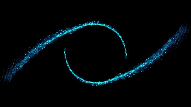 Circular particle flow animation with glowing glitter dust trail, sparkling magic tail and seamless loop motion on transparent alpha background for elegant visual effects in 4K