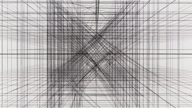 Abstract Wireframe Grid Perspective Animation with Converging Lines