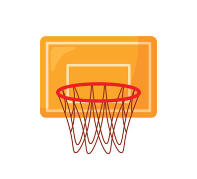 Basketball hoop with net and backboard icon vector illustration for basketball sport equipment