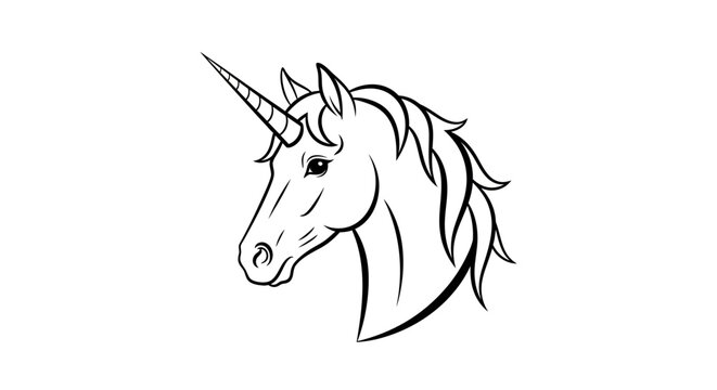 Unicorn head silhouette vector illustration isolated on white background