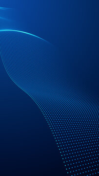 abstract blue background with wave dots lines , futuristic ai technology and science vertical social media background