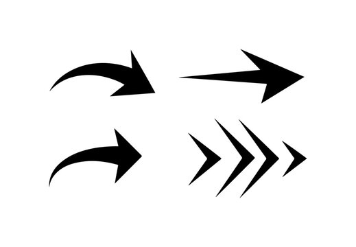 Modern Black Arrow Icons Set - Vector Illustration