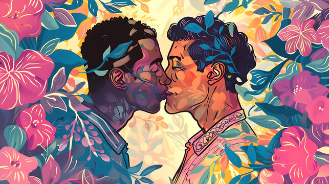 Couple in love, man and woman vector illustration, LGBT concept