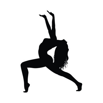 Graceful silhouette of a gymnast performing an impressive handstand split maneuver Vector