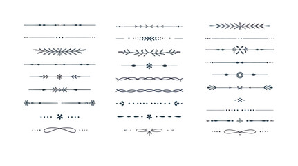 Set of hand-drawn decorative line dividers and floral ornaments for design © abdur