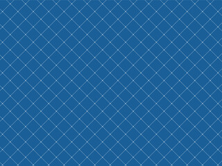 Fototapeta premium Blue geometric grid background. White diagonal lines and dots. Minimalist rhombus pattern design for backdrop.