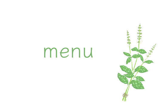 Menu Card with Basil Stem Side Design